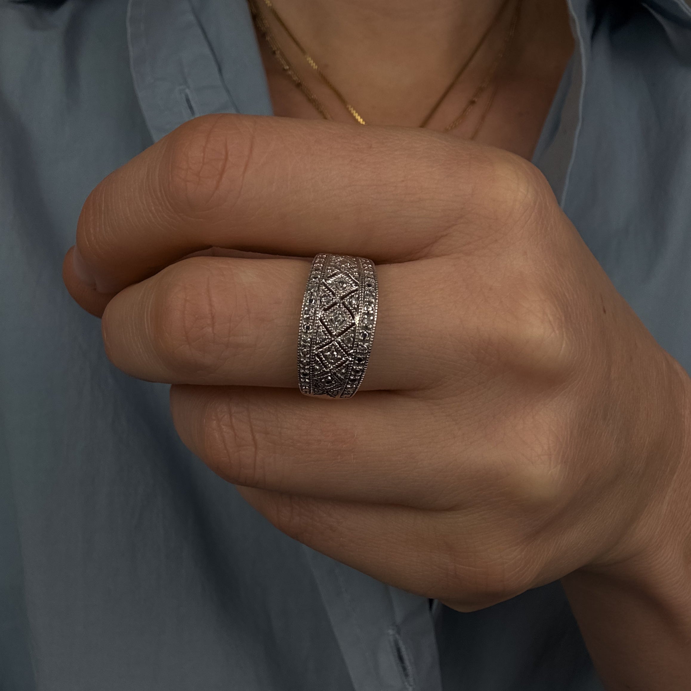 Art Deco Geometric Diamond Band