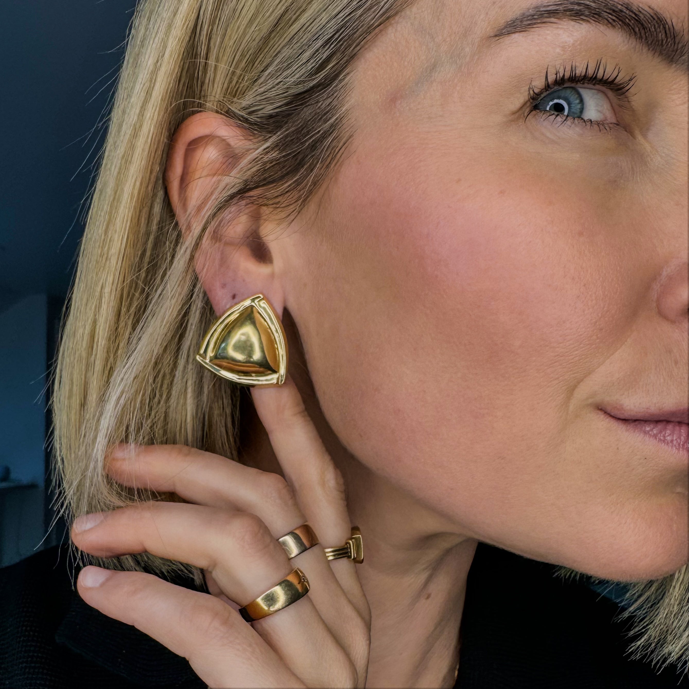 Large Retro Triangle Stud Earrings