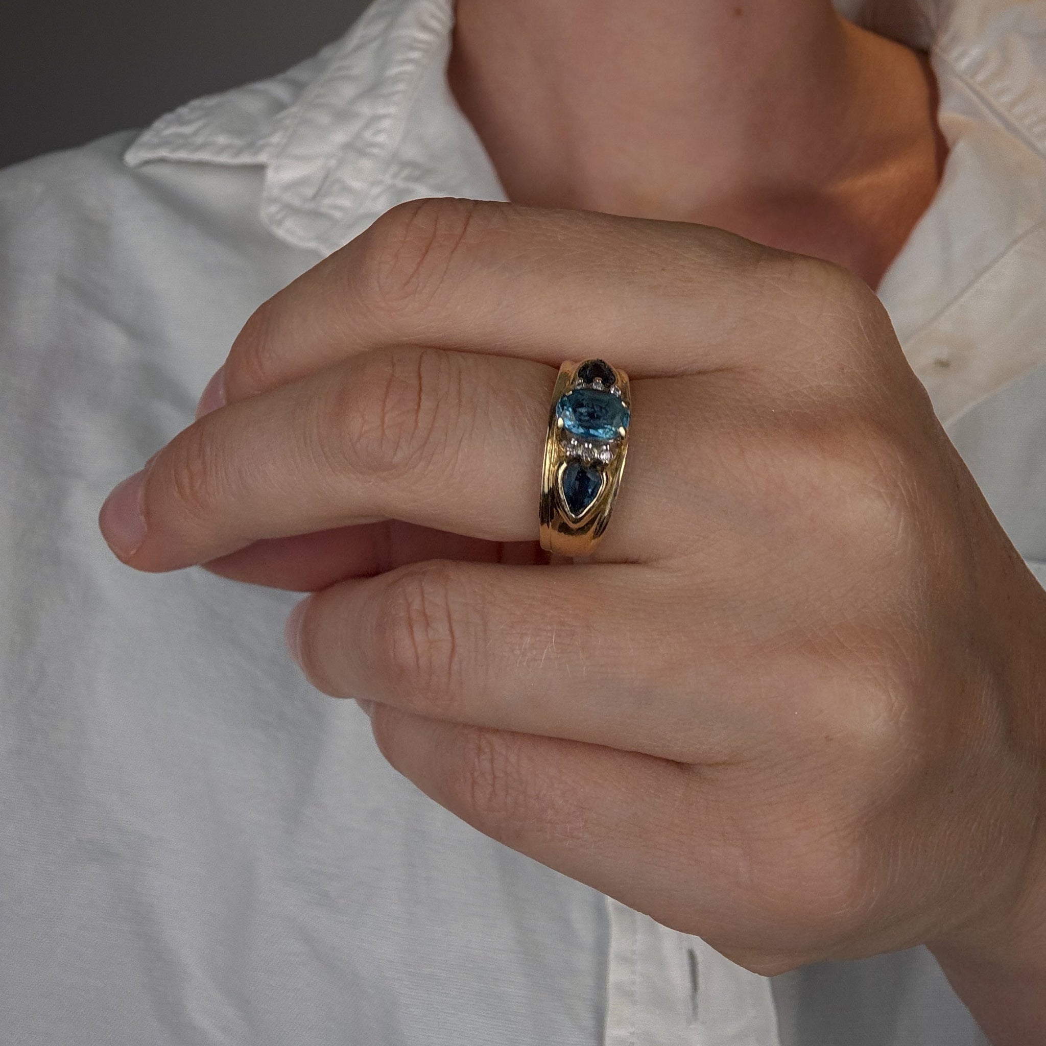 Topaz Trilogy Ring with Diamond Accents