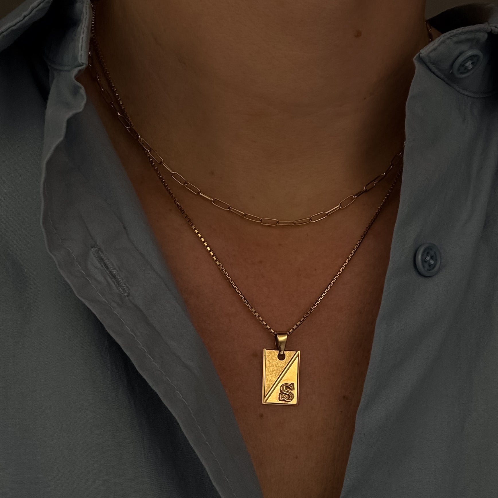 'S' Dog Tag Pendant