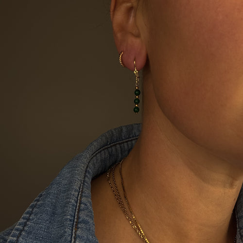 Malachite Bead Drop Earrings