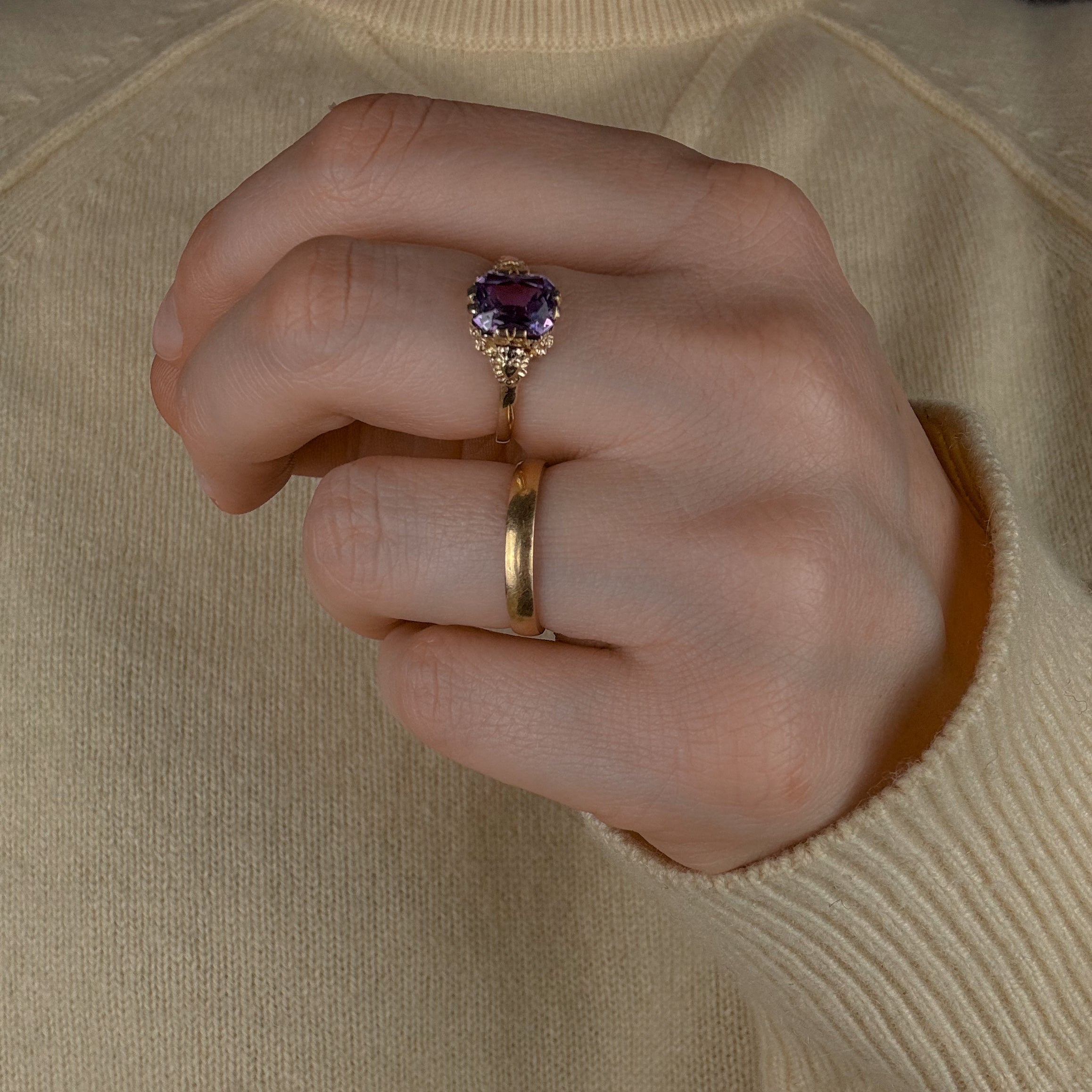 Synthetic Alexandrite Solitaire Ring