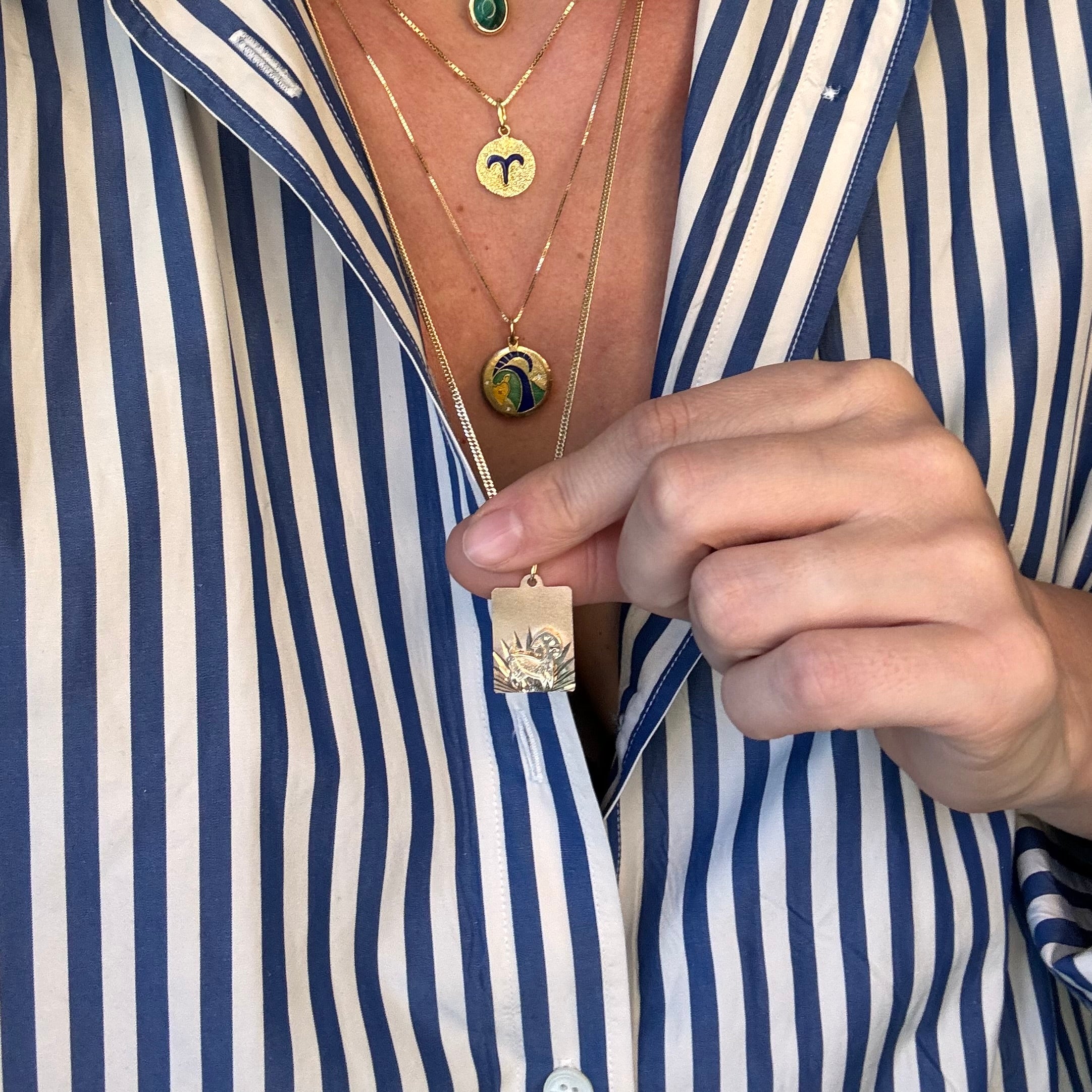Aries Rectangular Zodiac Pendant
