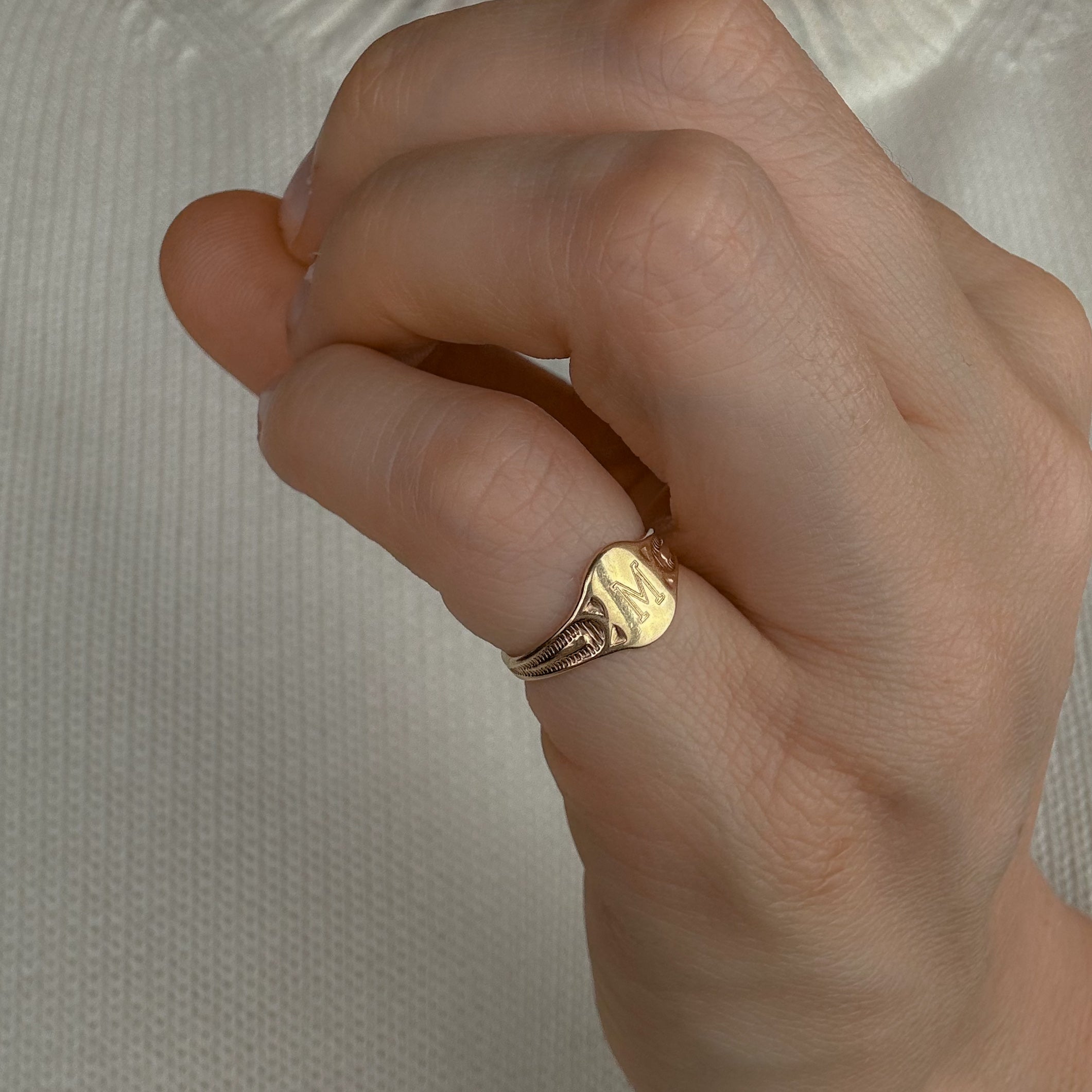 Oval 'M' Signet Ring