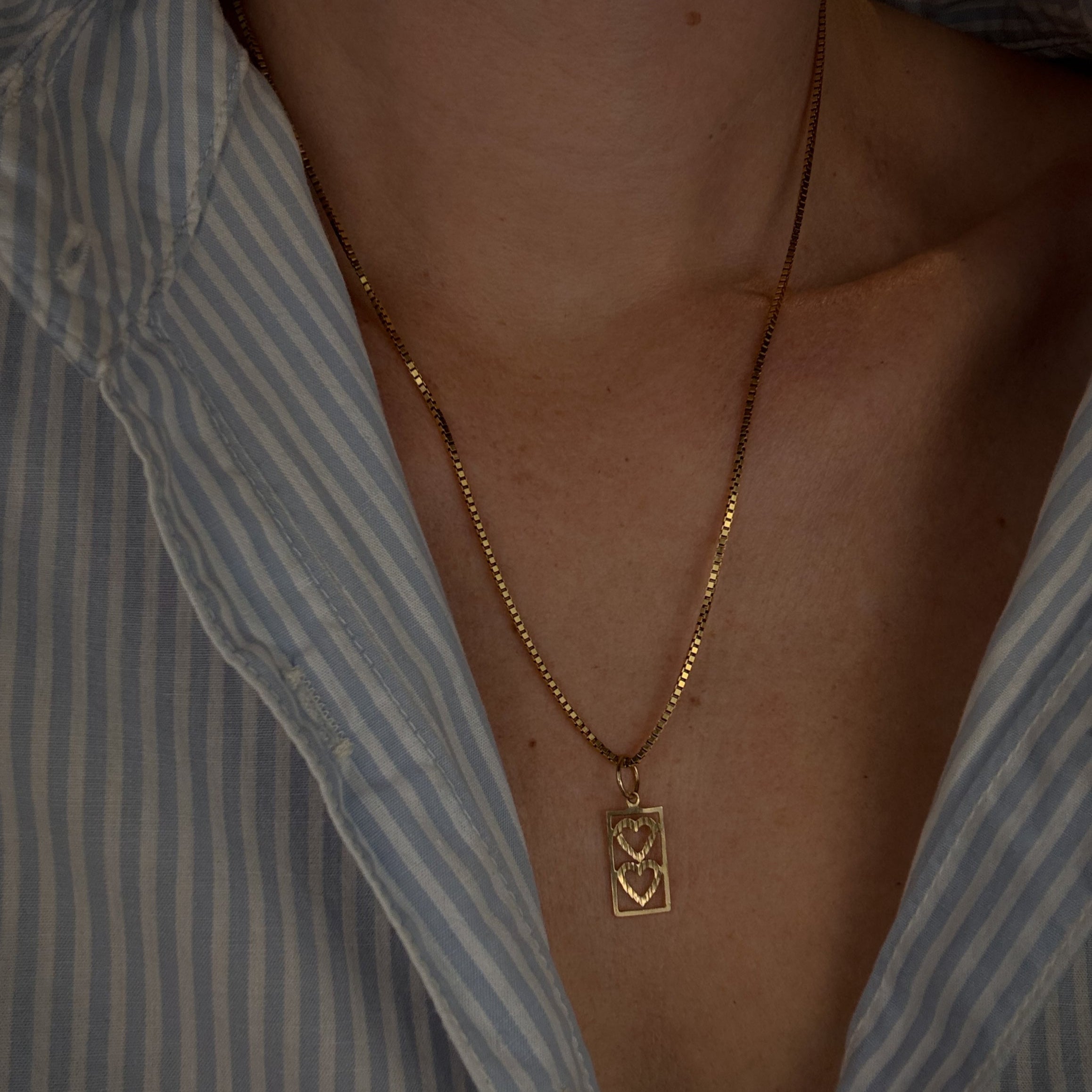 Rectangular Heart Duo Pendant