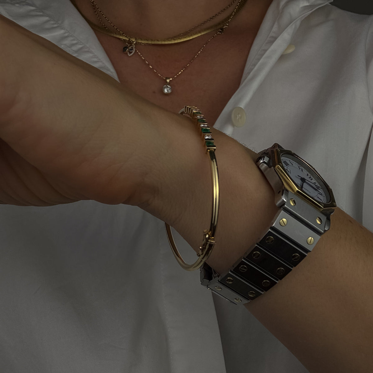 65mm Emerald and Diamond Bangle
