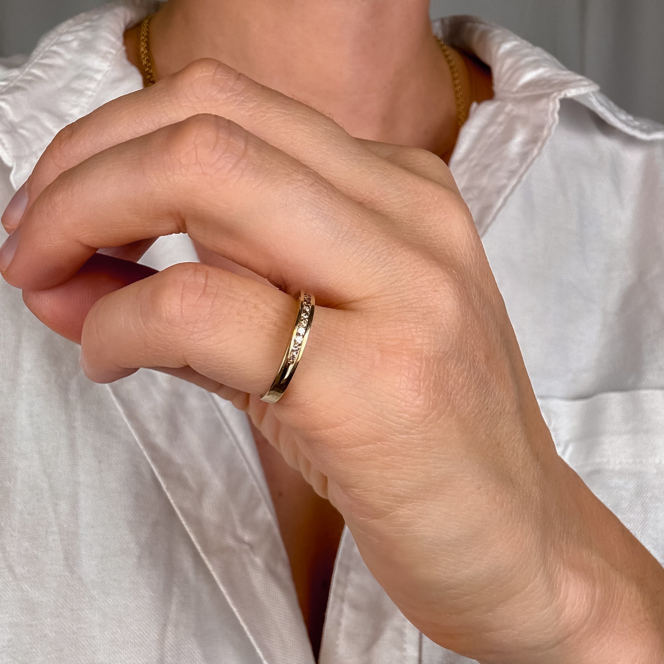 Dainty 10 Diamond Gold Band