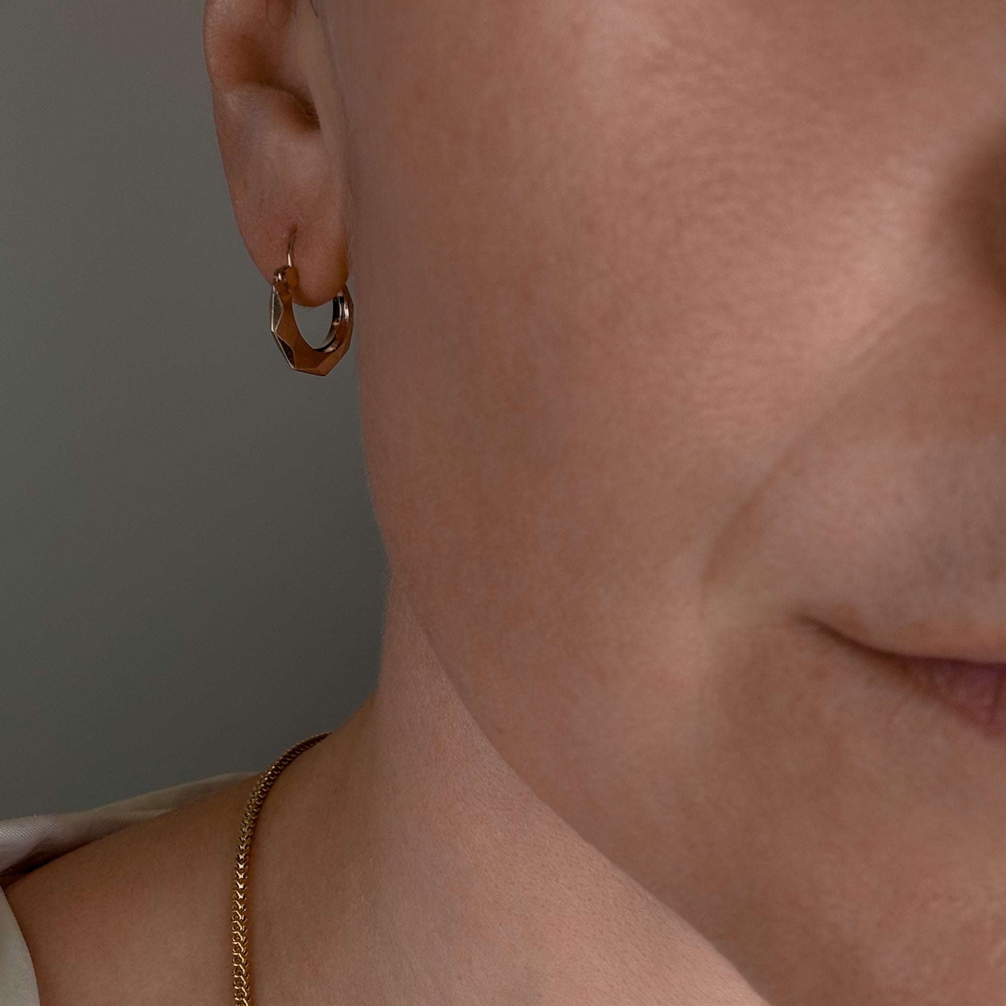Geometric Gold Drop Hoop Earrings