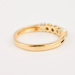 vintage gold bezel set diamond trilogy ring 