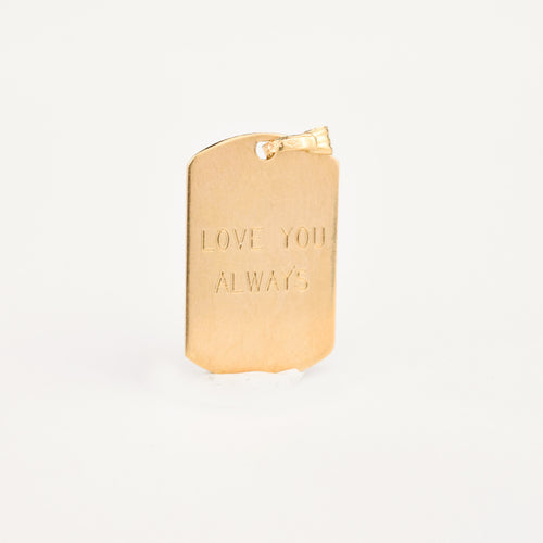 vintage gold dog tag charm 