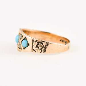 antique turquoise and seed pearl ring 