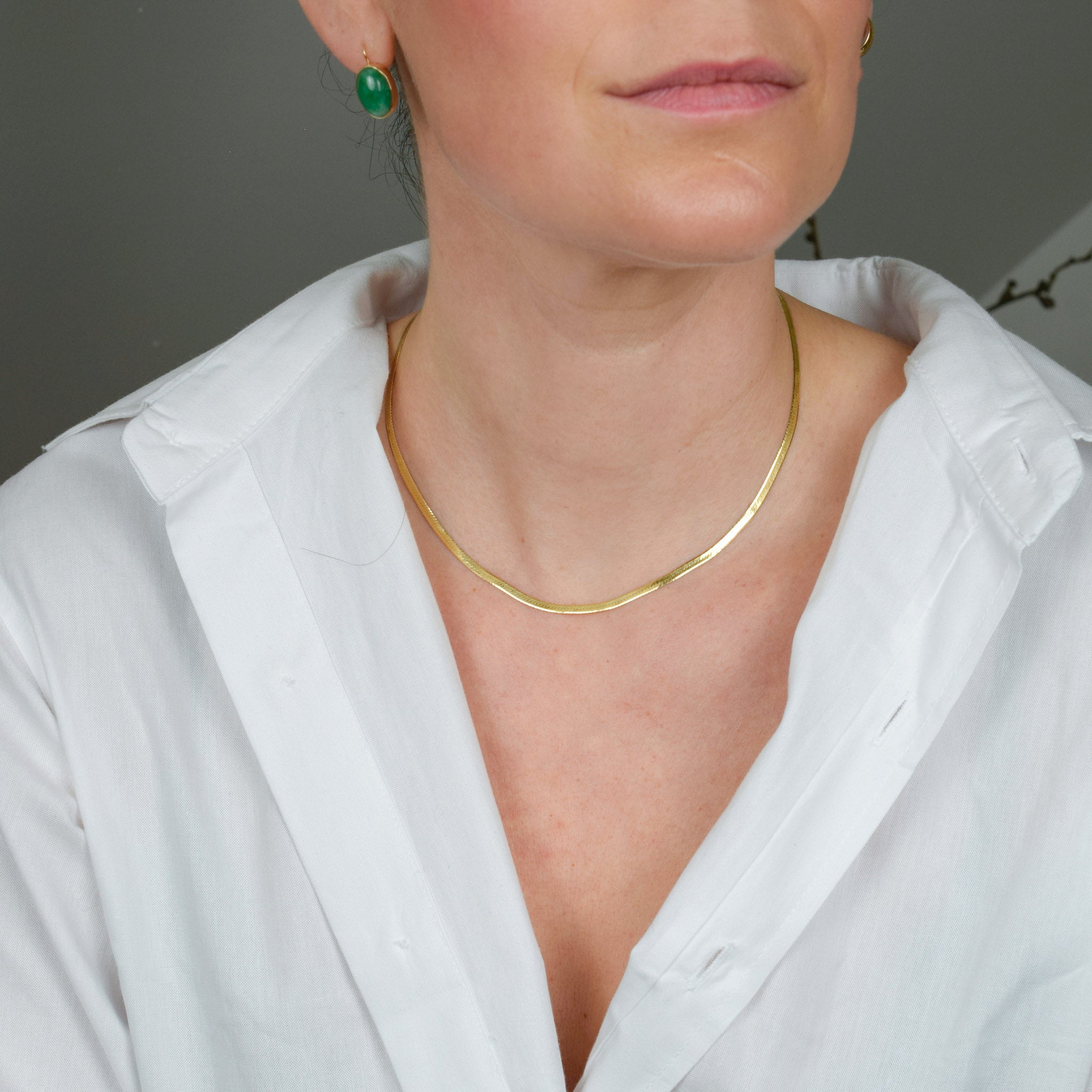 vintage 18k herringbone necklace