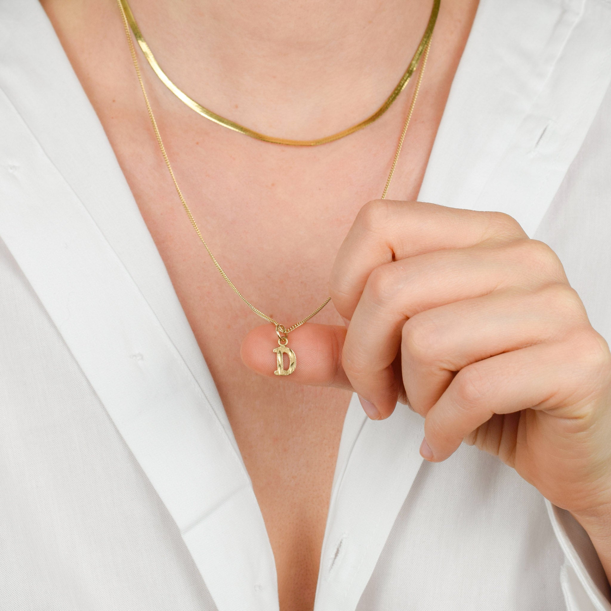 vintage gold 'd' charm 