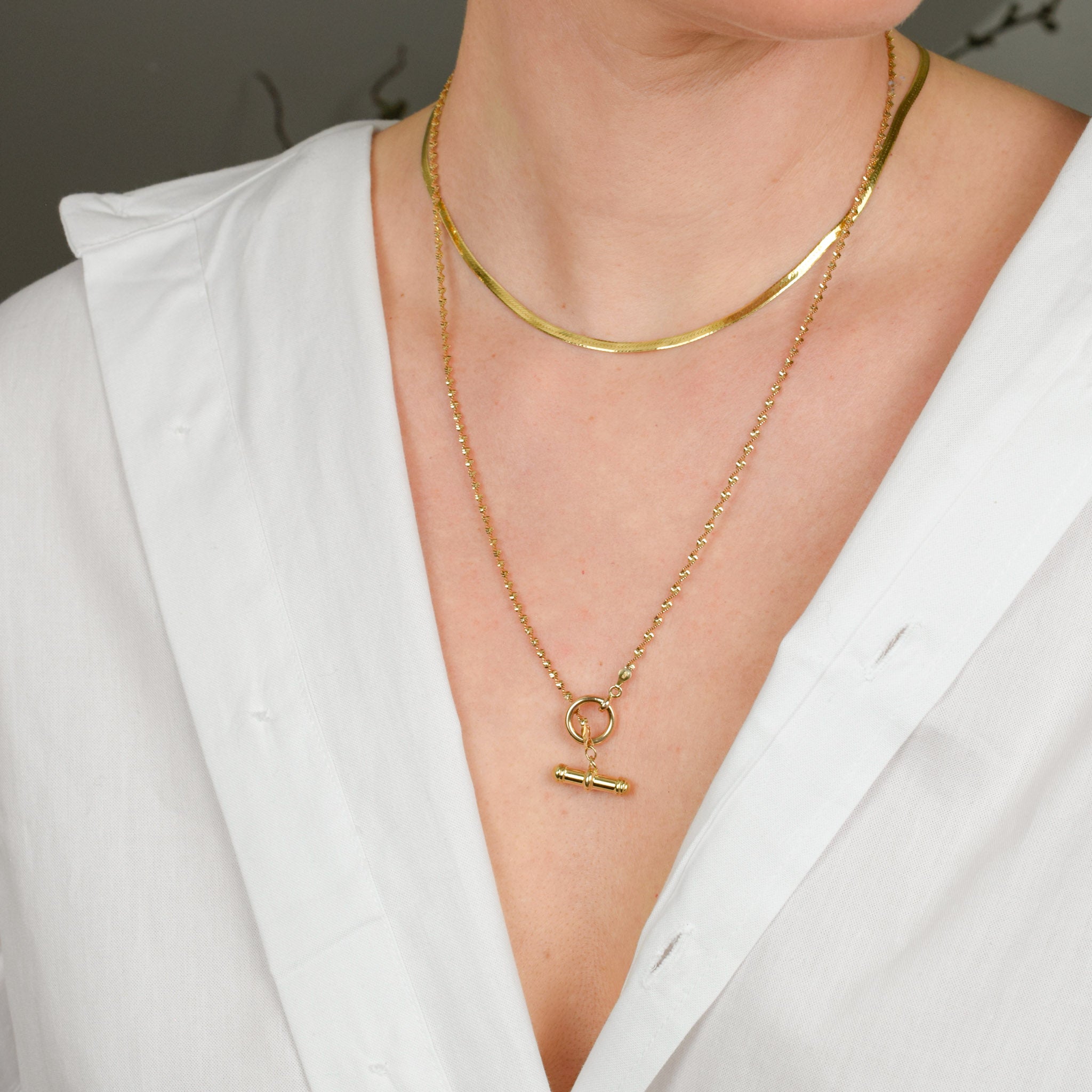 vintage gold toggle necklace