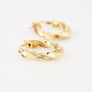 vintage gold twist hoop earrings