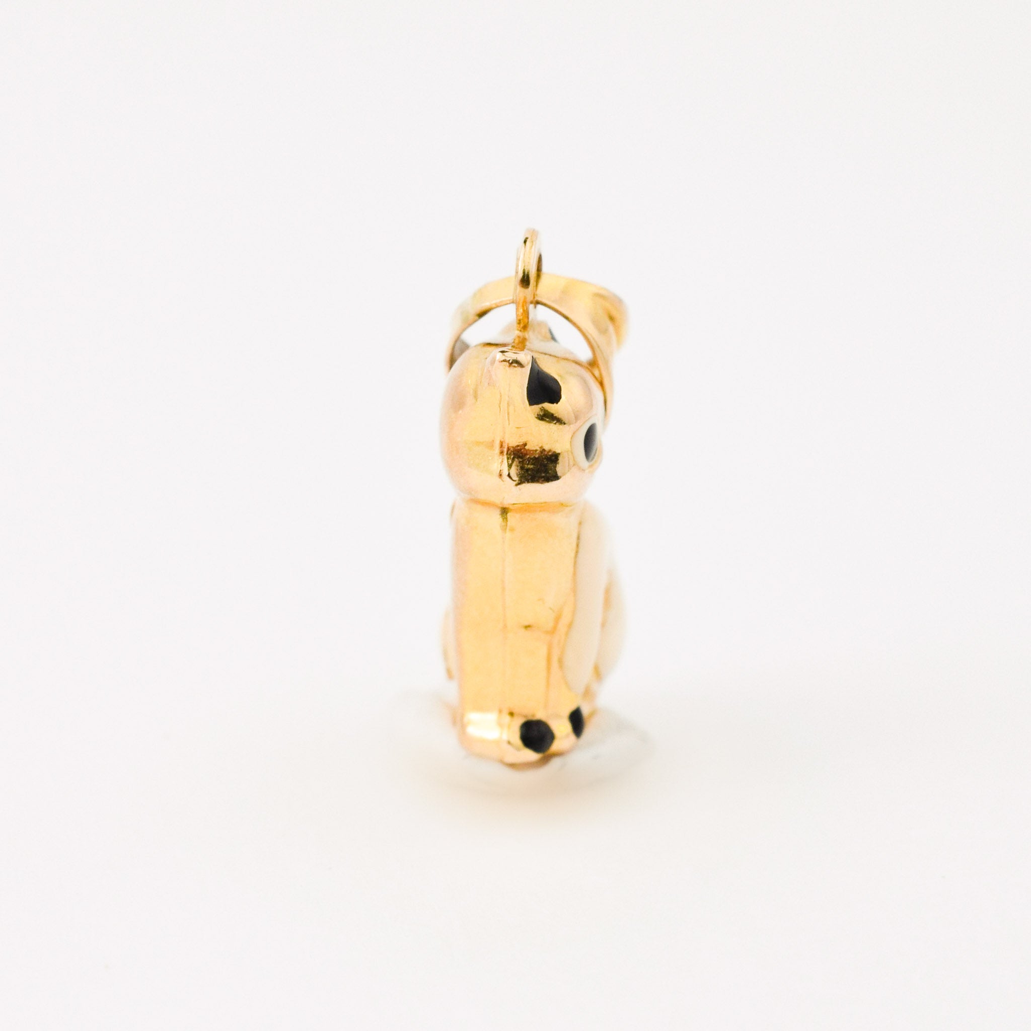 vintage gold cat enamel charm pendant 
