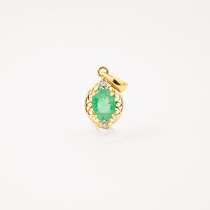 vintage Emerald and Diamond Filigree Charm 