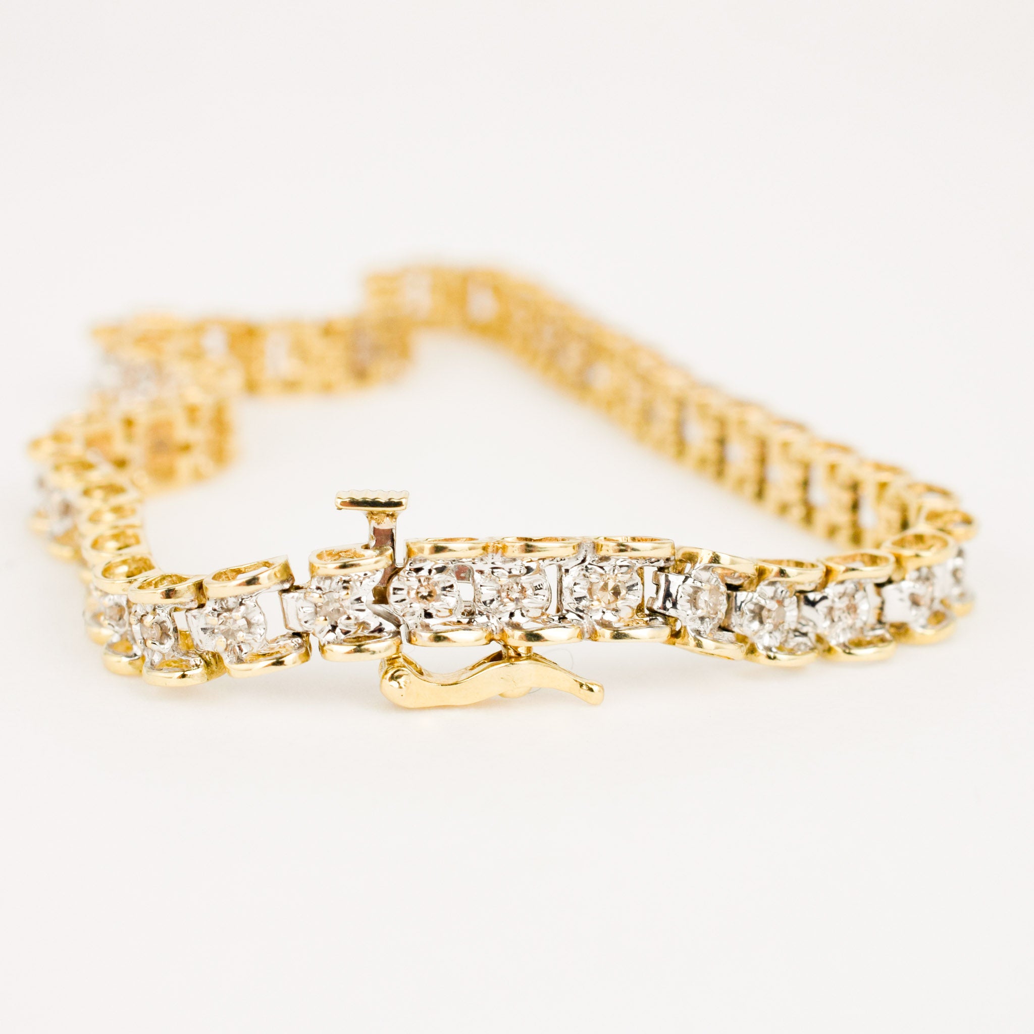 vintage gold diamond gate link bracelet 