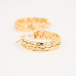 vintage gold quilted hoop earrings 