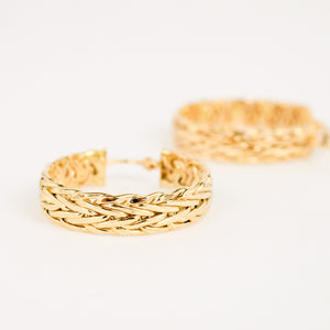 vintage gold quilted hoop earrings 
