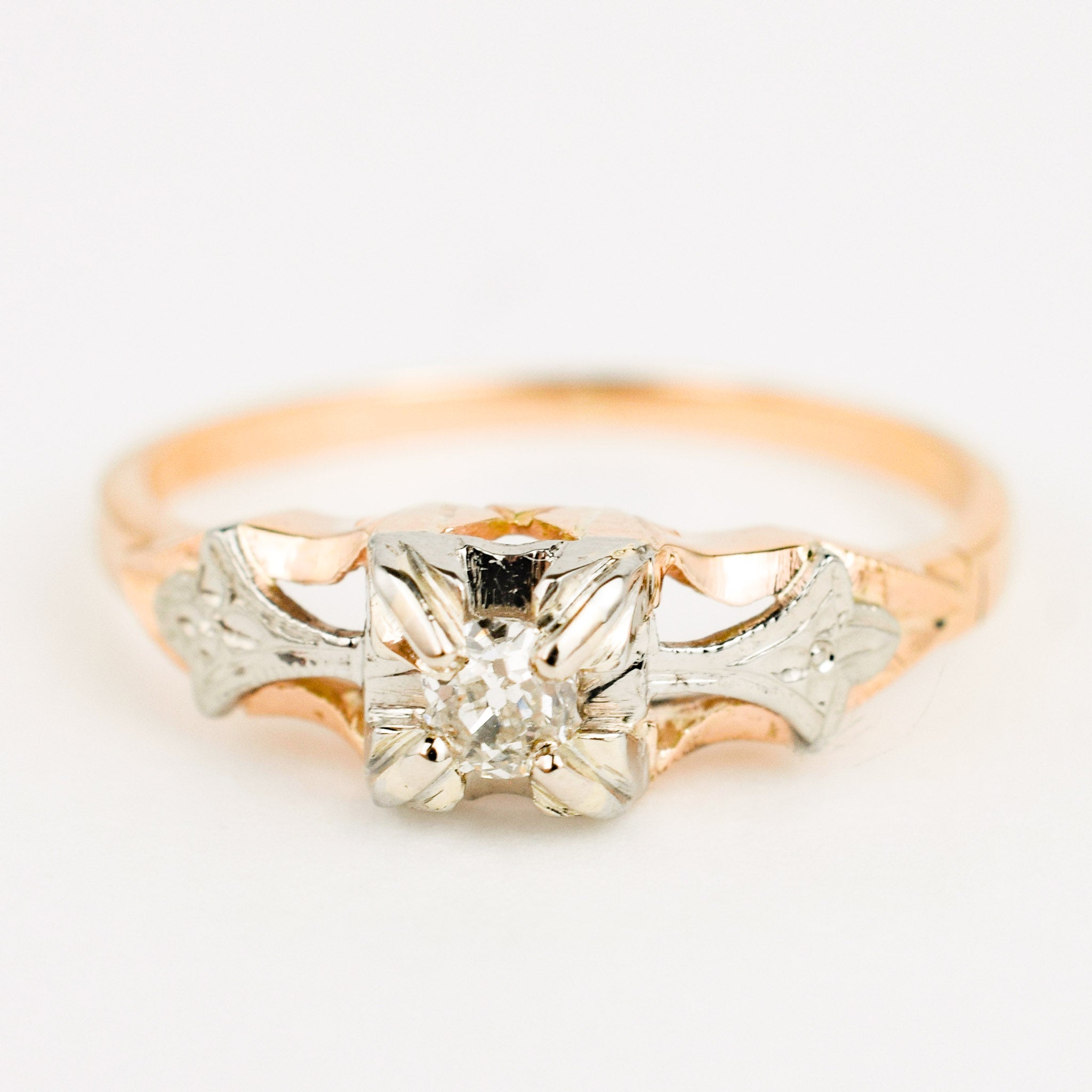 antique engagement ring with old mine cut diamond 
