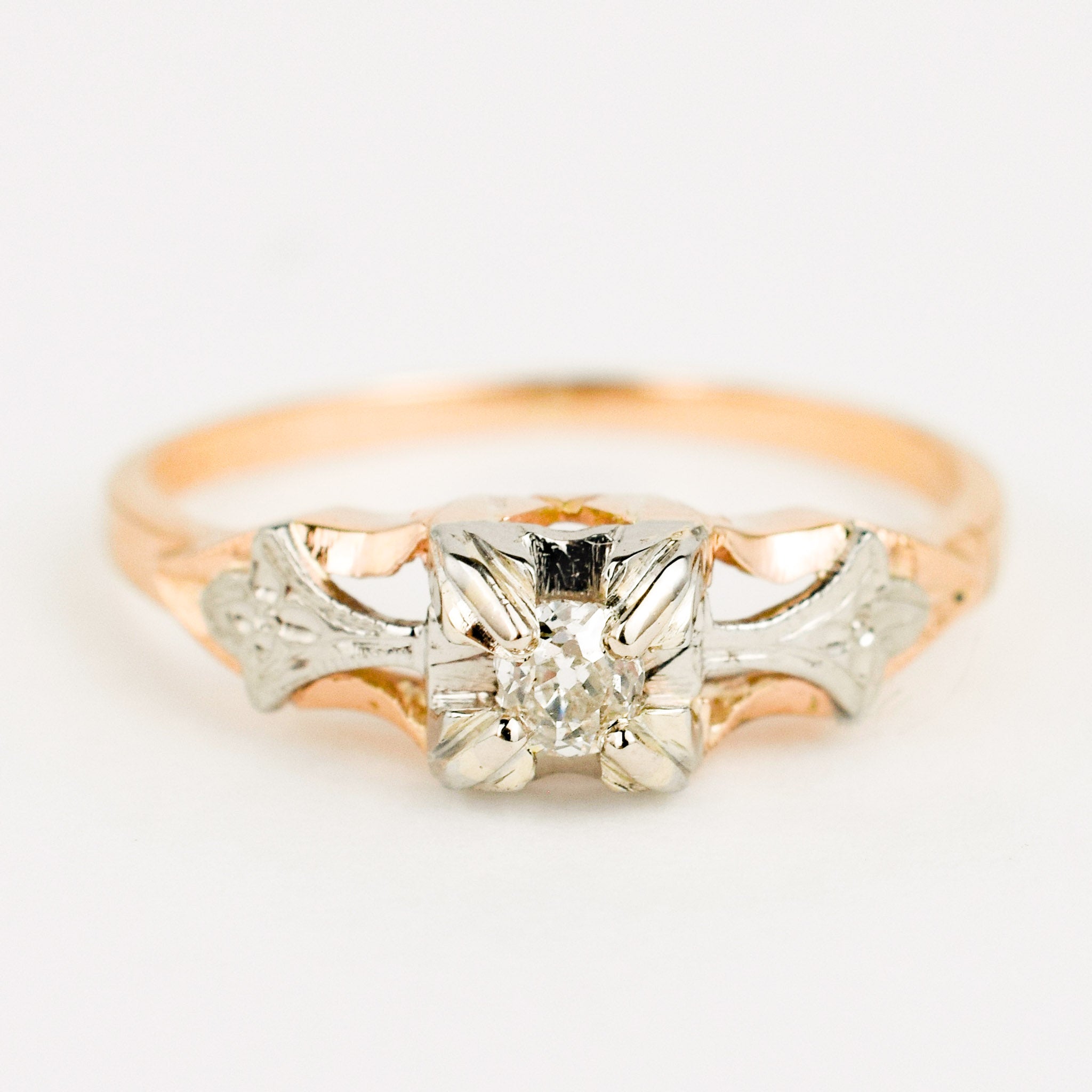 antique engagement ring with old mine cut diamond 