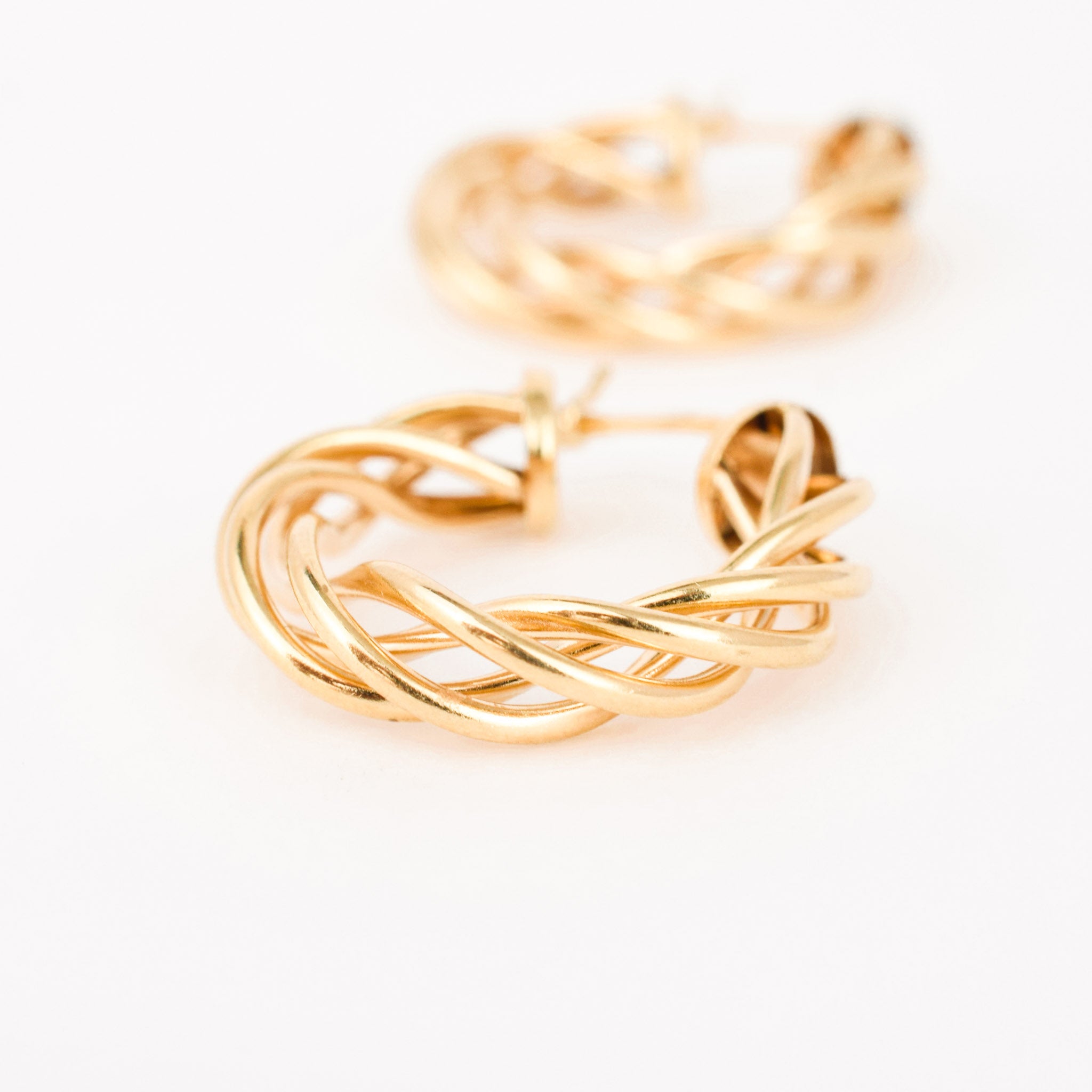 vintage gold twisted hoop earrings 