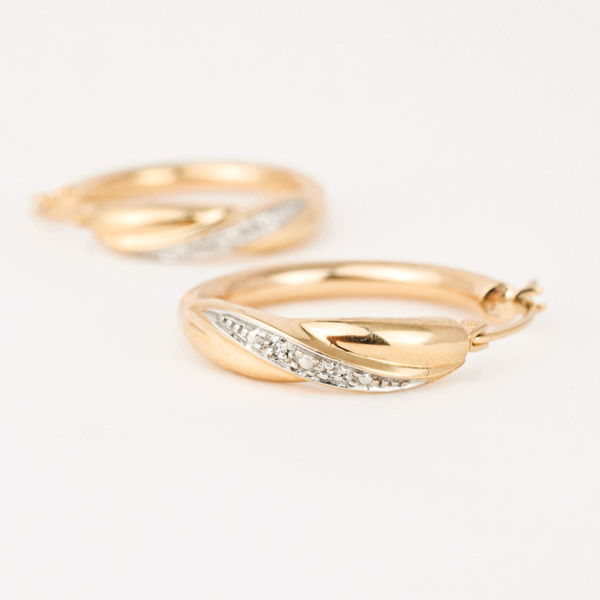 vintage gold Diamond Hoop Earrings