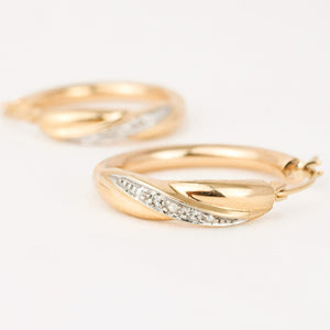 vintage gold Diamond Hoop Earrings