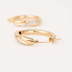 vintage gold Diamond Hoop Earrings