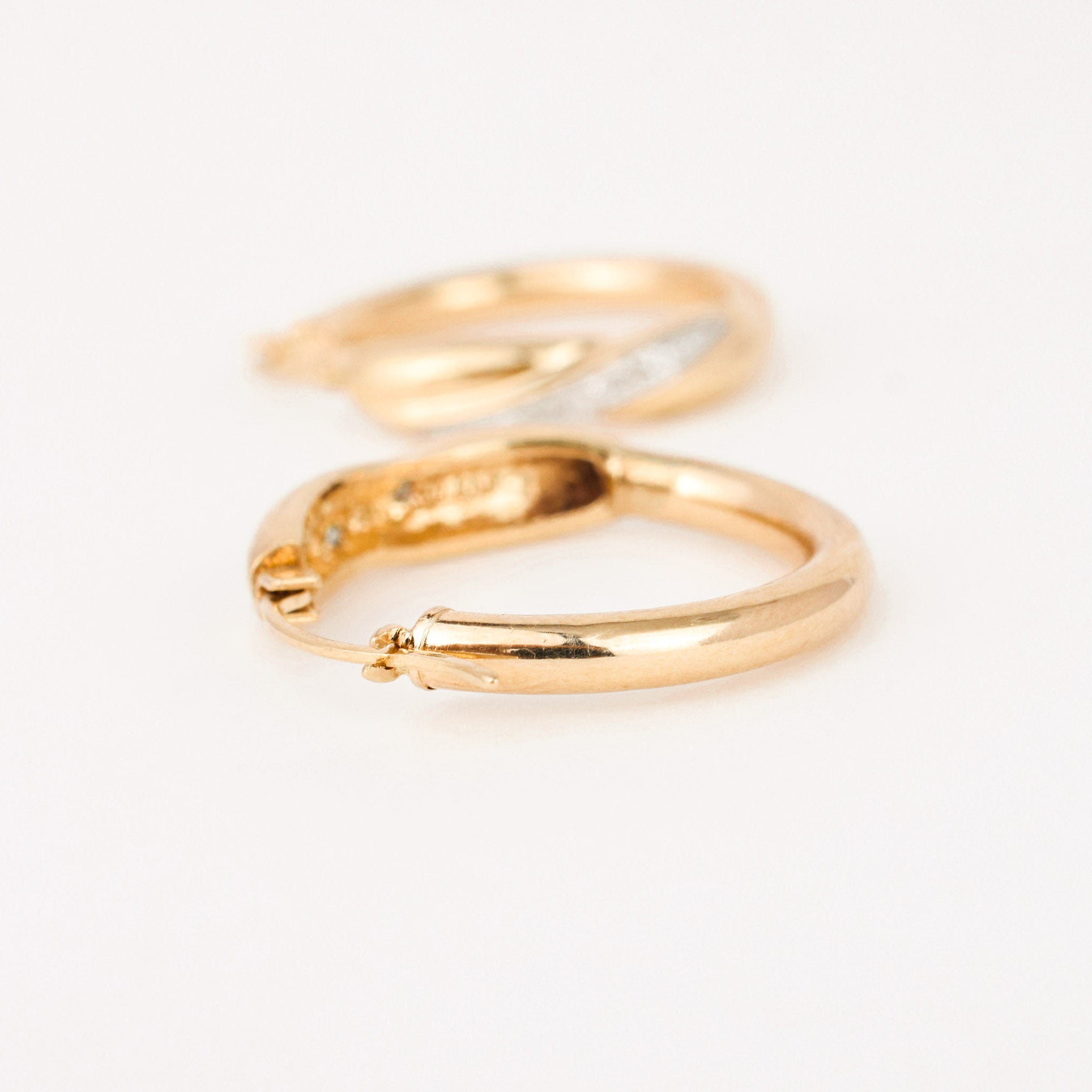 vintage gold Diamond Hoop Earrings