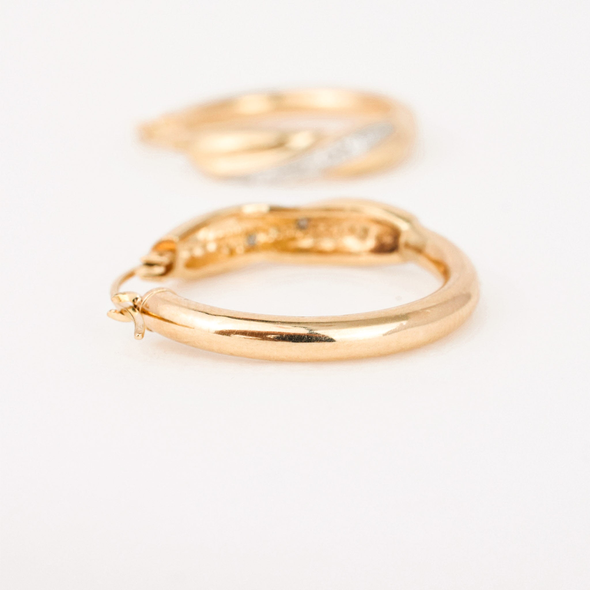 vintage gold Diamond Hoop Earrings