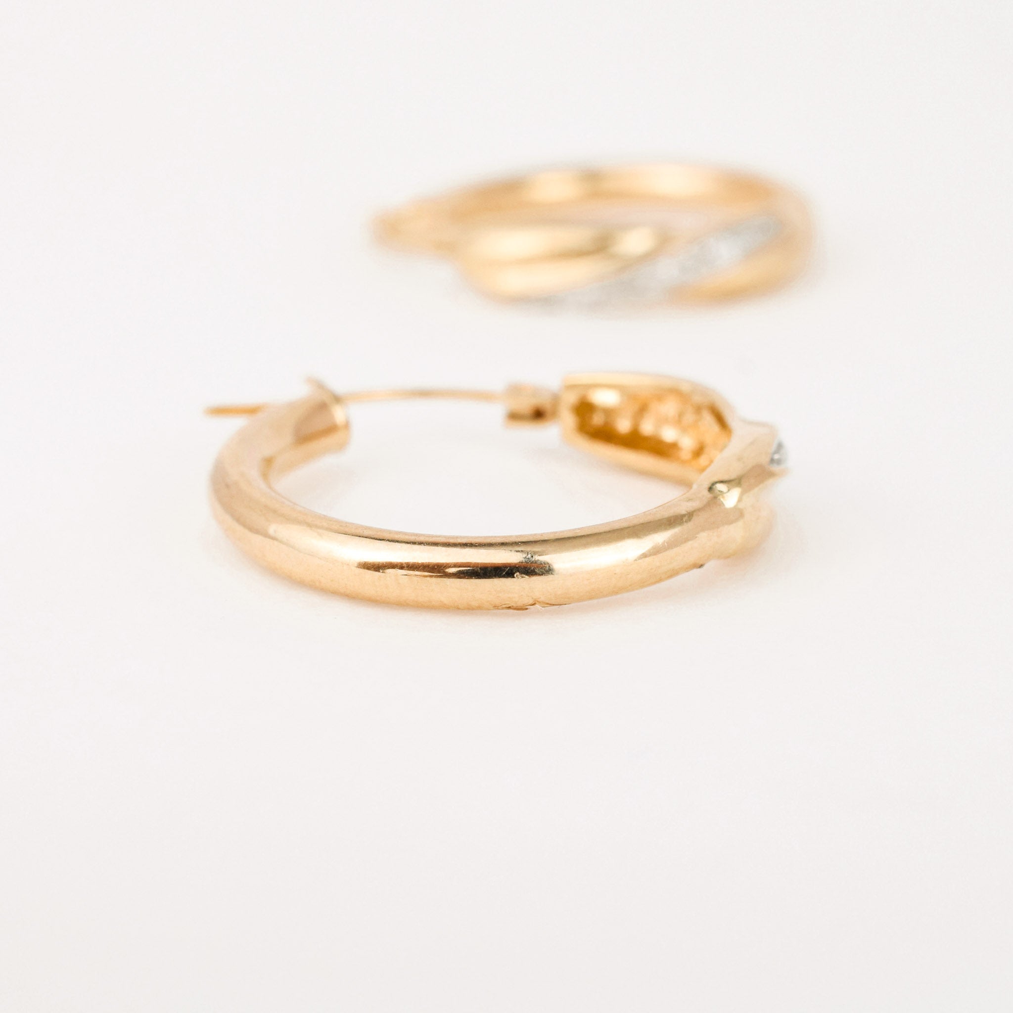 vintage gold Diamond Hoop Earrings
