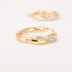 vintage gold Diamond Hoop Earrings