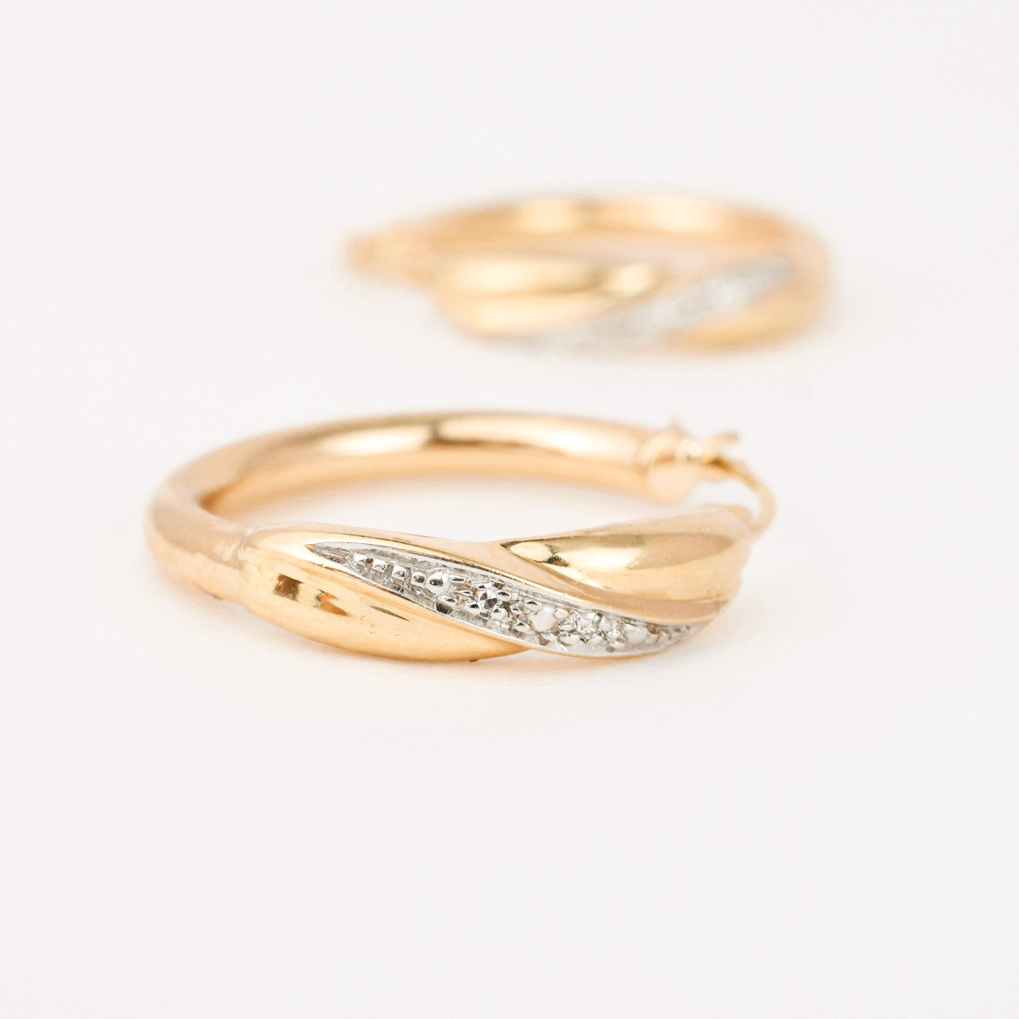 vintage gold Diamond Hoop Earrings