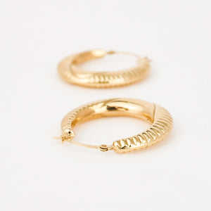 vintage gold laser cut hoop earrings 