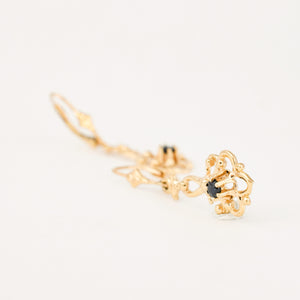 vintage gold Sapphire Filigree Earrings