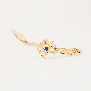 vintage gold Sapphire Filigree Earrings