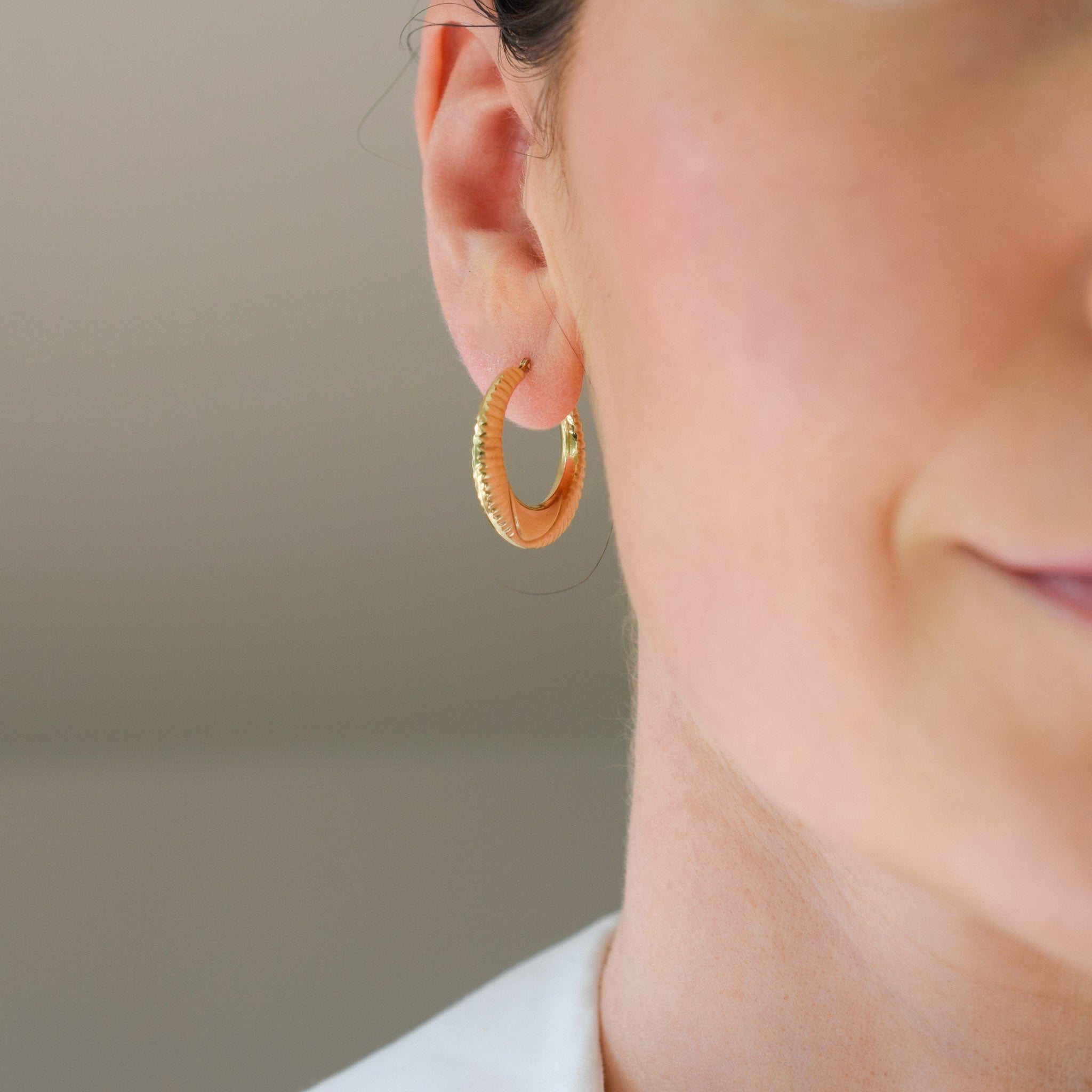 vintage gold laser cut hoop earrings 