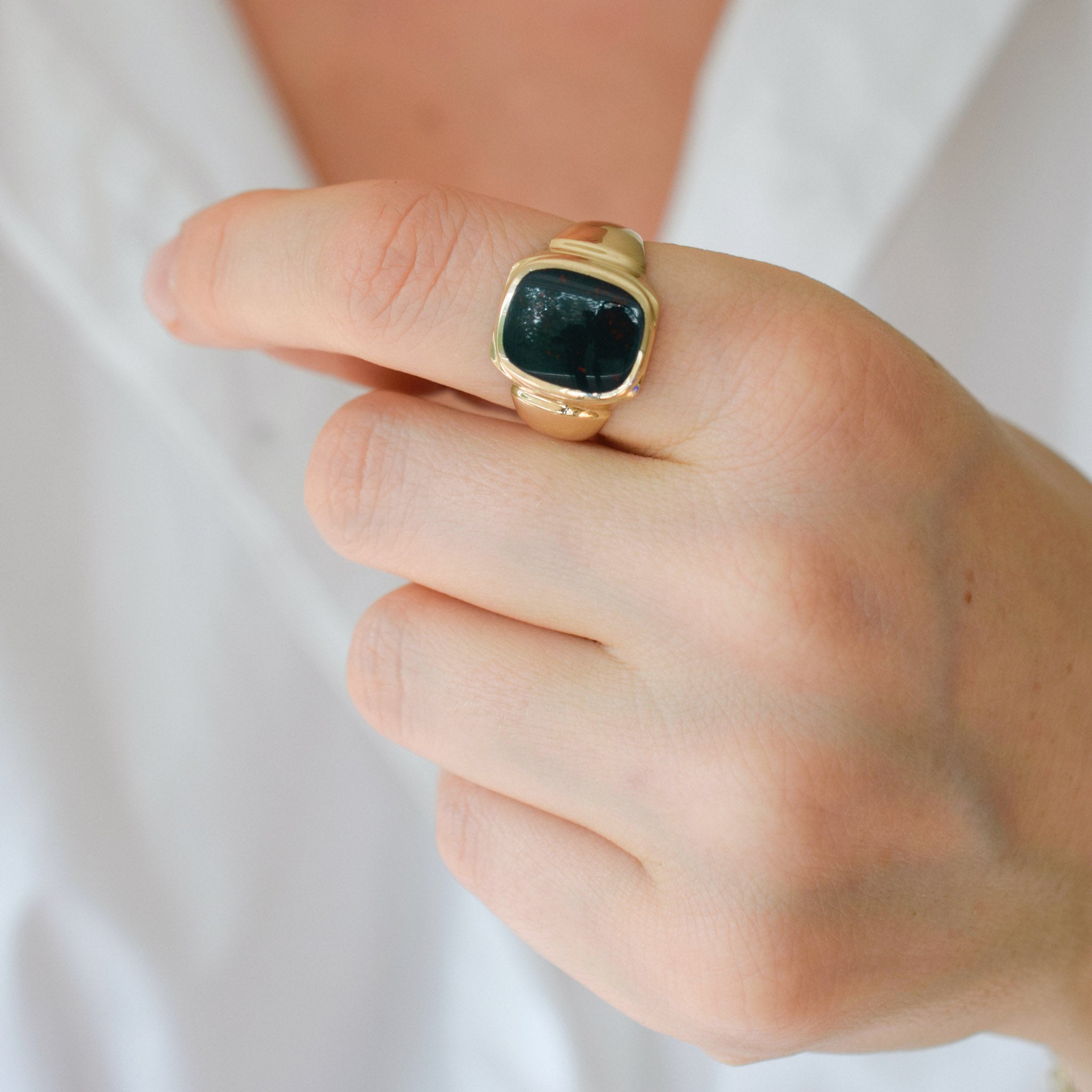 vintage gold blood stone ring 