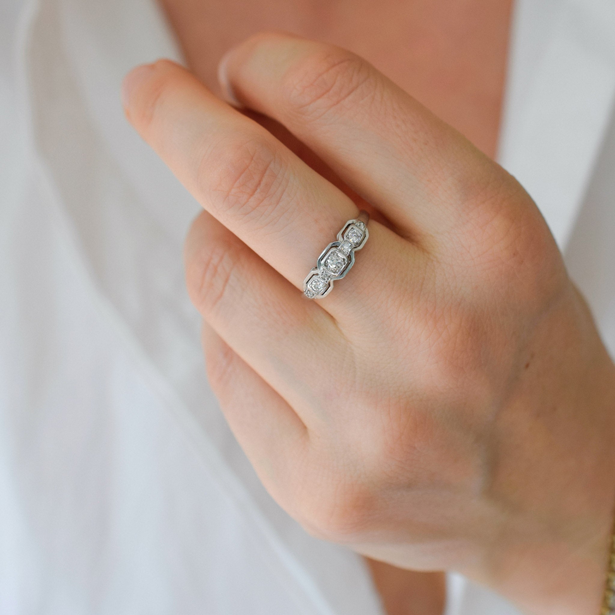 Antique Art Deco Diamond Trilogy Ring 