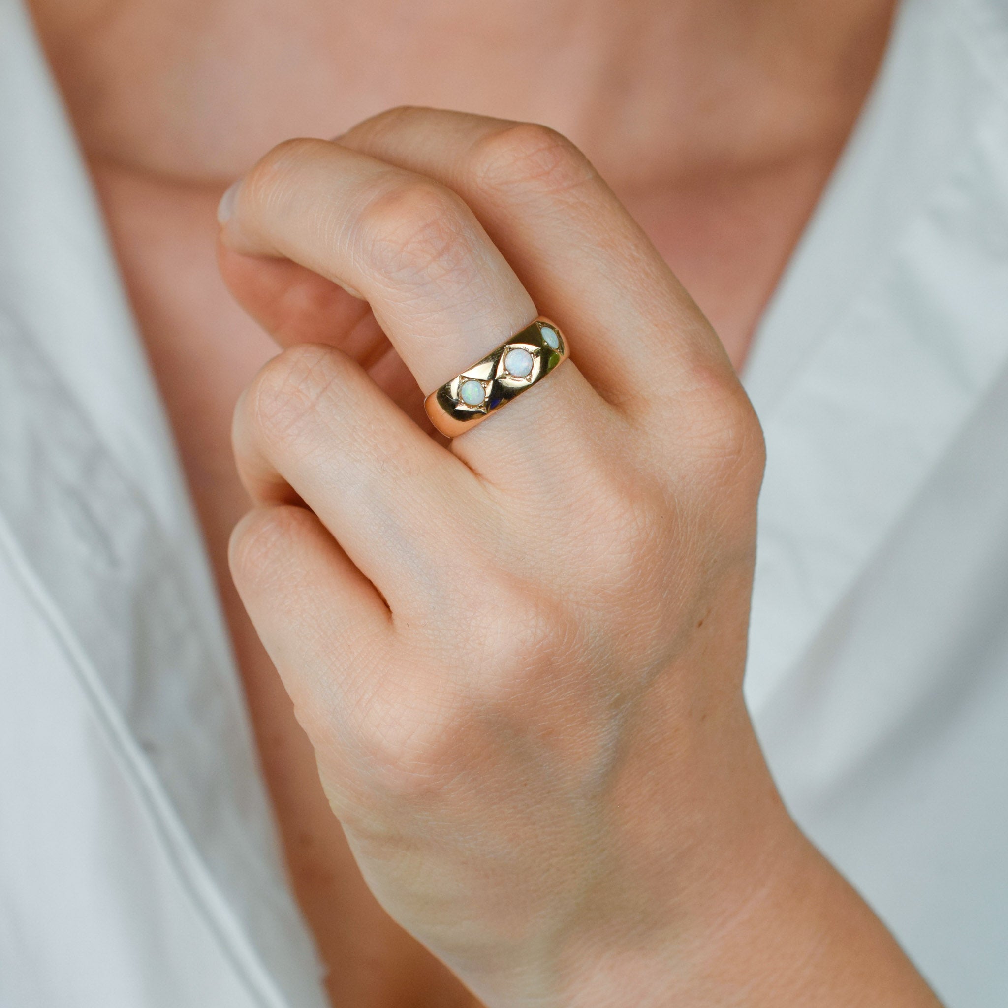 antique opal trilogy ring 