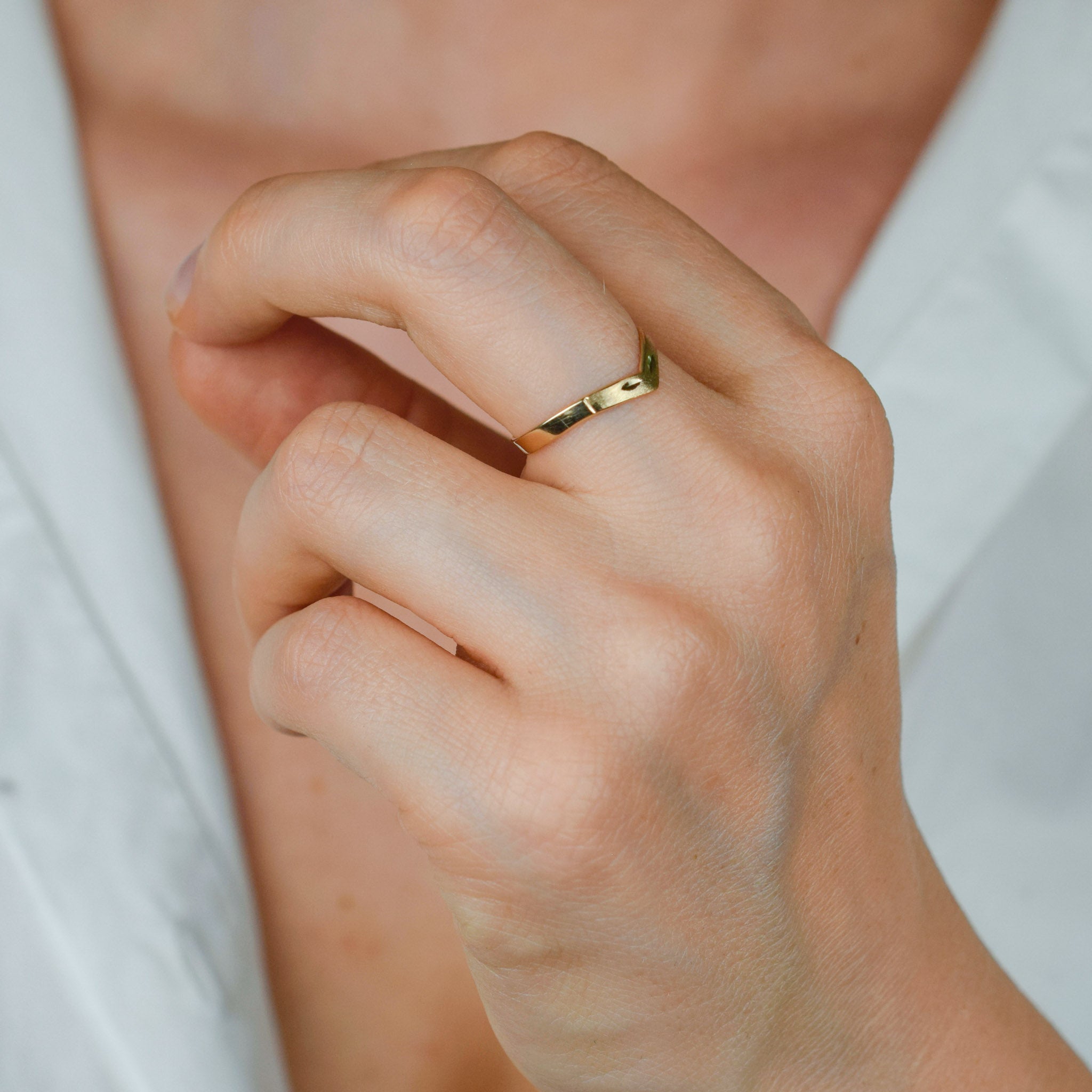 vintage gold wishbone ring 