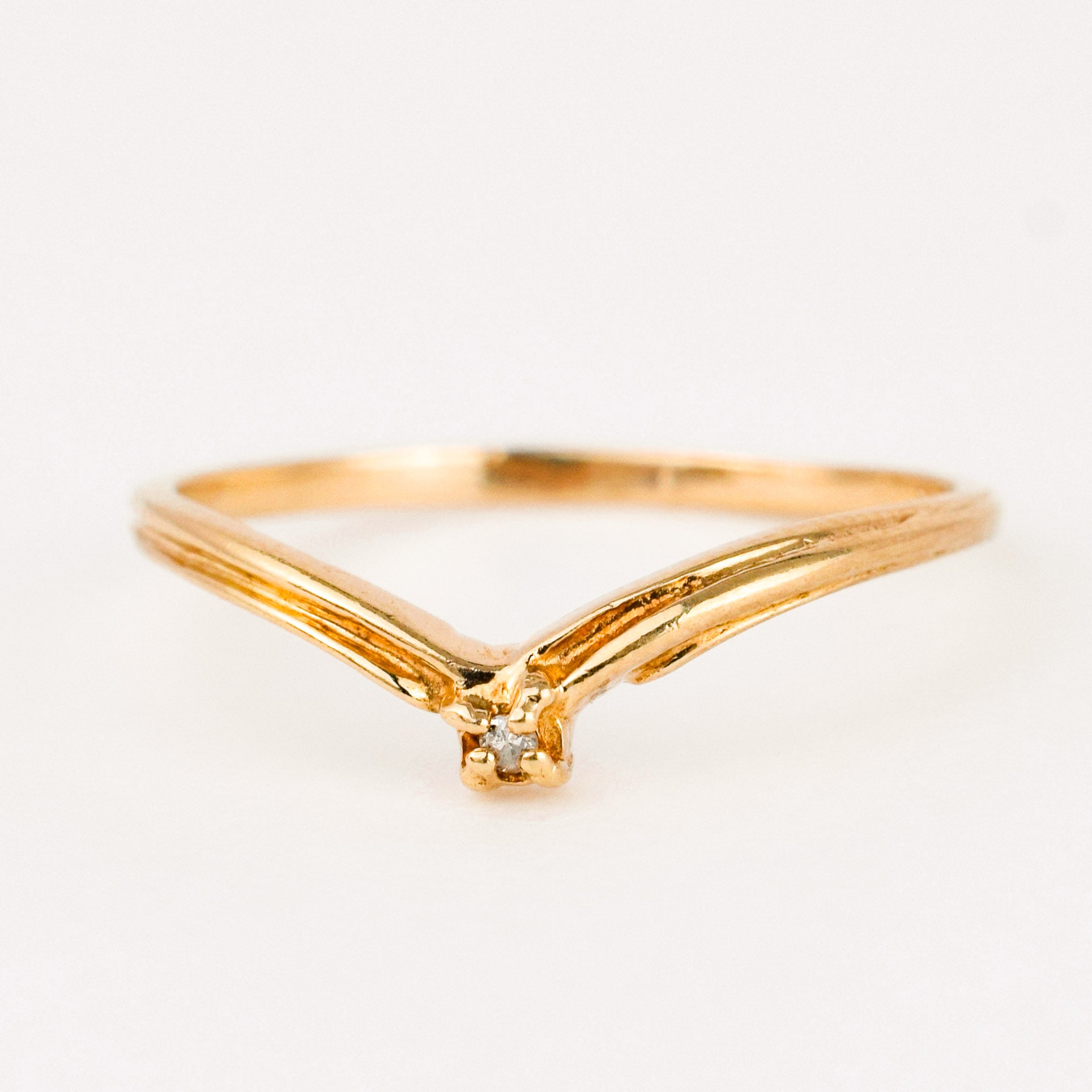Gold diamond wishbone ring deals