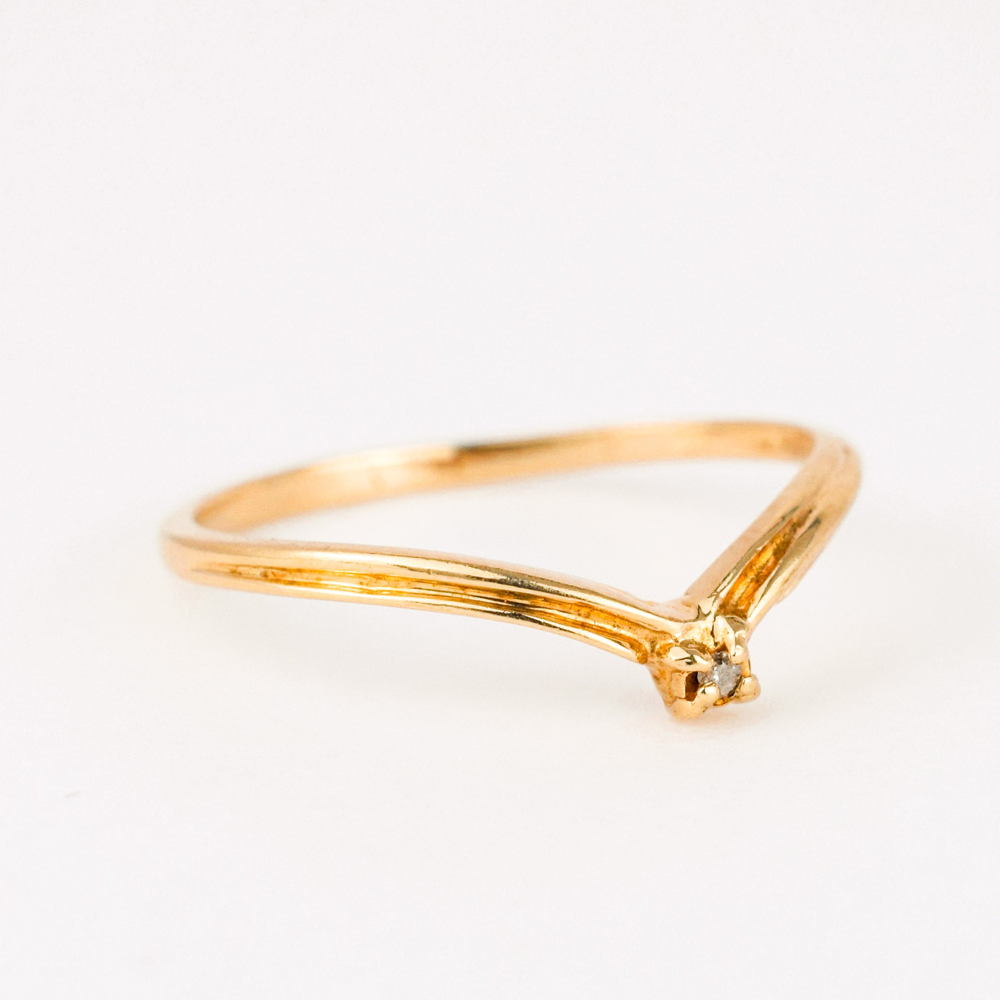 VINTAGE GOLD DIAMOND WISHBONE RING