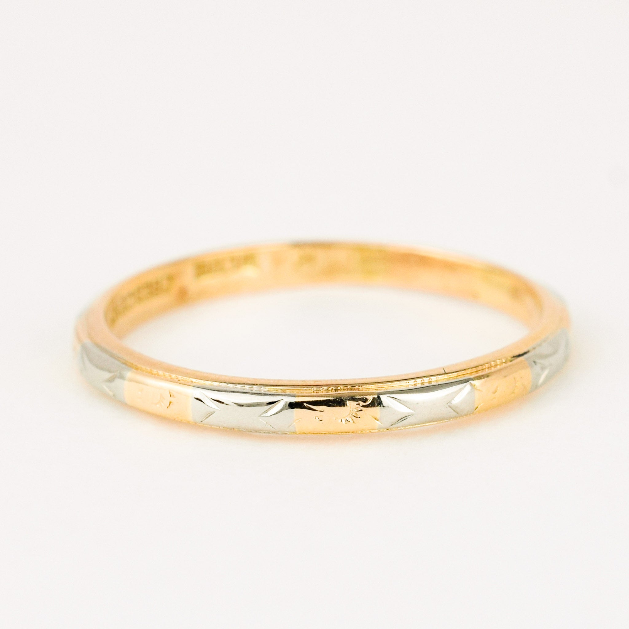 vintage gold intricate two-toned wedding band