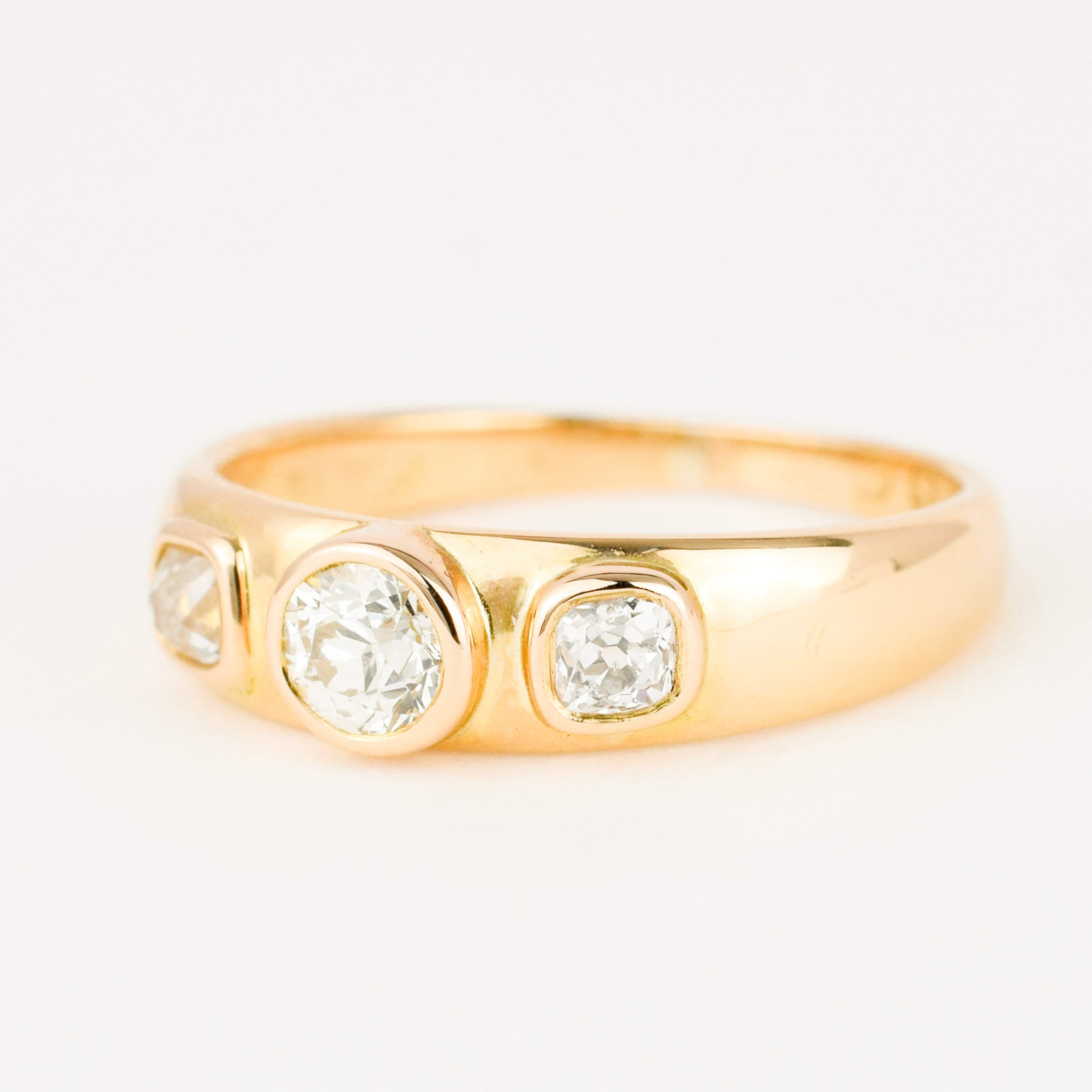 vintage Old European cut diamond trilogy ring