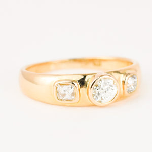 vintage Old European cut diamond trilogy ring