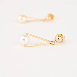 vintage gold pearl drop earrings 