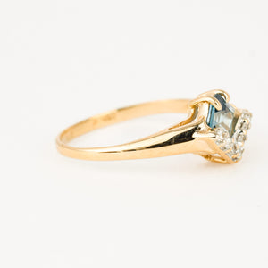 vintage blue topaz ring with diamonds